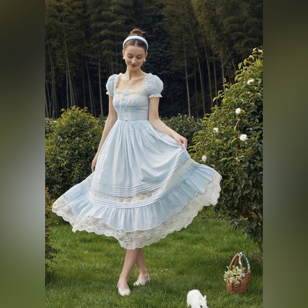 Lace made Cinderella dress in blue